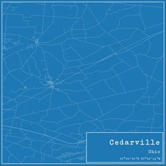 Blueprint US city map of Cedarville, Ohio.