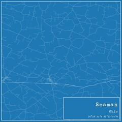 Blueprint US city map of Seaman, Ohio.