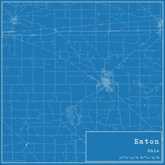 Blueprint US city map of Eaton, Ohio.