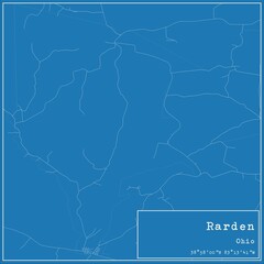 Obraz premium Blueprint US city map of Rarden, Ohio.