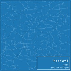 Blueprint US city map of Minford, Ohio.