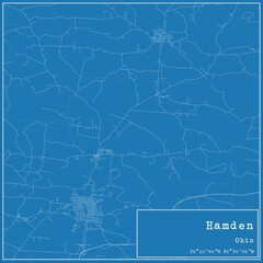 Blueprint US city map of Hamden, Ohio.