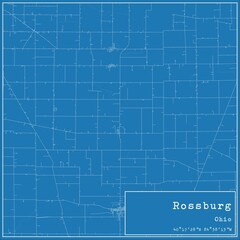 Blueprint US city map of Rossburg, Ohio. - obrazy, fototapety, plakaty