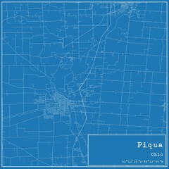 Blueprint US city map of Piqua, Ohio. - obrazy, fototapety, plakaty