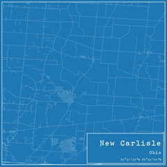 Fototapeta premium Blueprint US city map of New Carlisle, Ohio.
