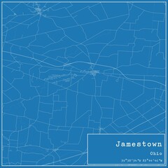 Blueprint US city map of Jamestown, Ohio.