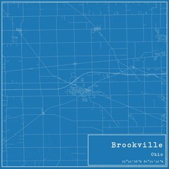 Blueprint US city map of Brookville, Ohio.