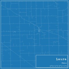 Blueprint US city map of Laura, Ohio.