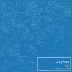 Blueprint US city map of Dayton, Ohio.