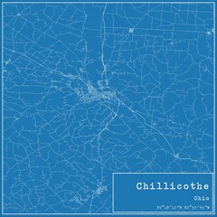 Blueprint US city map of Chillicothe, Ohio. - obrazy, fototapety, plakaty