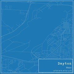Fototapeta premium Blueprint US city map of Dayton, Ohio.