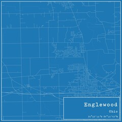 Blueprint US city map of Englewood, Ohio. - obrazy, fototapety, plakaty