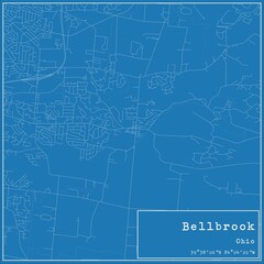 Blueprint US city map of Bellbrook, Ohio.