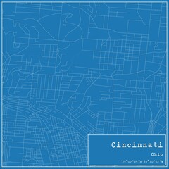 Blueprint US city map of Cincinnati, Ohio. - obrazy, fototapety, plakaty