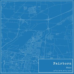 Blueprint US city map of Fairborn, Ohio. - obrazy, fototapety, plakaty