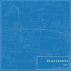 Blueprint US city map of Cincinnati, Ohio.
