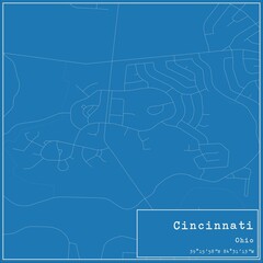 Obraz premium Blueprint US city map of Cincinnati, Ohio.