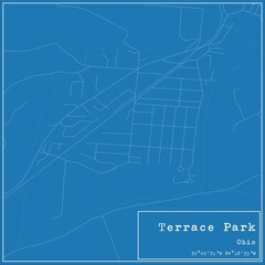 Blueprint US city map of Terrace Park, Ohio.