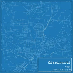 Fotobehang Blueprint US city map of Cincinnati, Ohio. © Rezona