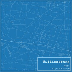Blueprint US city map of Williamsburg, Ohio. - obrazy, fototapety, plakaty