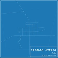 Blueprint US city map of Sinking Spring, Ohio.