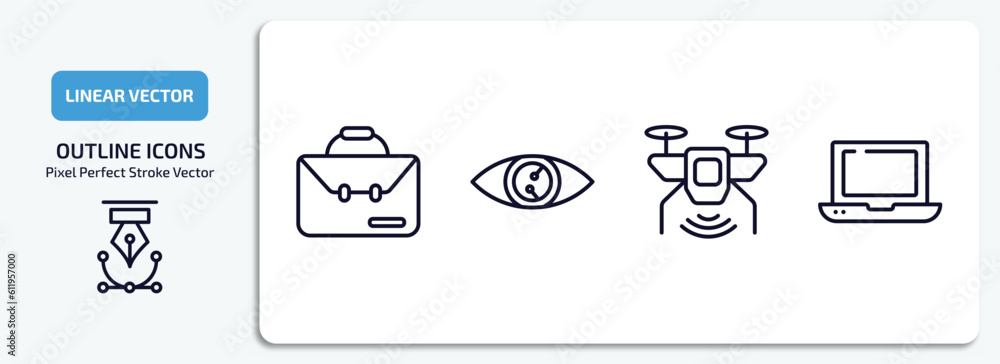 Poster artificial intellegence outline icons set. artificial intellegence thin line icons pack included bus