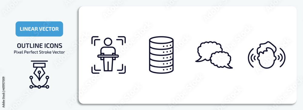 Poster artificial intellegence outline icons set. artificial intellegence thin line icons pack included bod