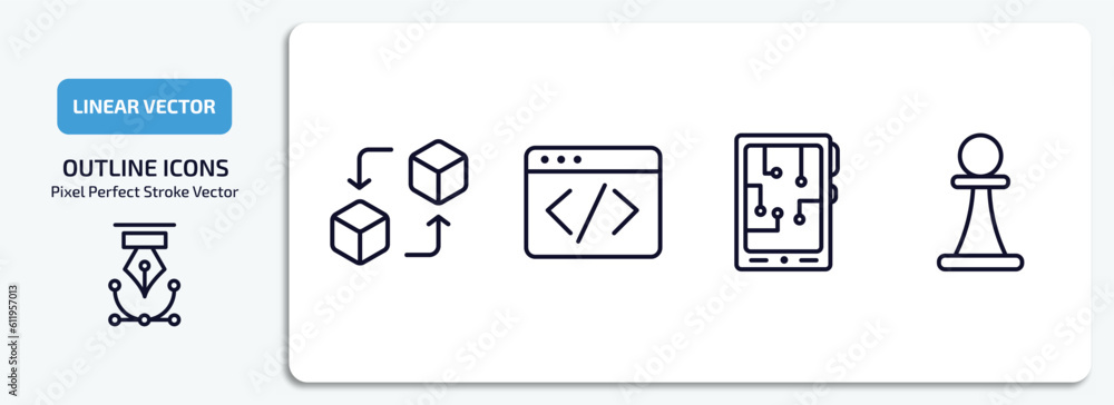 Poster artificial intellegence outline icons set. artificial intellegence thin line icons pack included rep