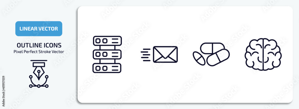 Poster artificial intellegence outline icons set. artificial intellegence thin line icons pack included ser