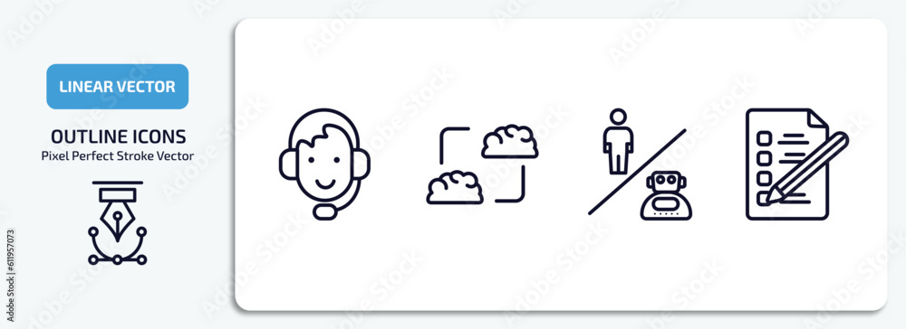 Aufkleber artificial intellegence outline icons set. artificial intellegence thin line icons pack included per