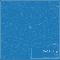 Blueprint US city map of Felicity, Ohio.