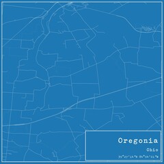 Blueprint US city map of Oregonia, Ohio.
