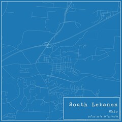 Blueprint US city map of South Lebanon, Ohio.
