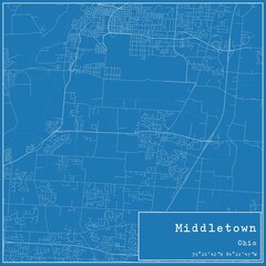Blueprint US city map of Middletown, Ohio. - obrazy, fototapety, plakaty