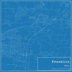 Blueprint US city map of Franklin, Ohio. - obrazy, fototapety, plakaty