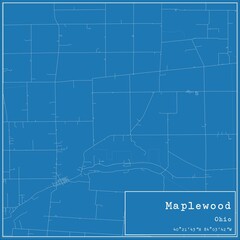 Blueprint US city map of Maplewood, Ohio.