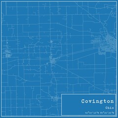 Blueprint US city map of Covington, Ohio.