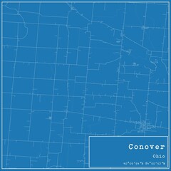 Blueprint US city map of Conover, Ohio.
