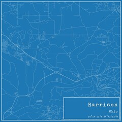 Blueprint US city map of Harrison, Ohio. - obrazy, fototapety, plakaty
