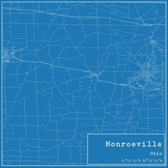 Blueprint US city map of Monroeville, Ohio. - obrazy, fototapety, plakaty