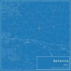 Blueprint US city map of Batavia, Ohio.