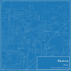Blueprint US city map of Mason, Ohio.