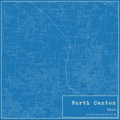 Blueprint US city map of North Canton, Ohio.
