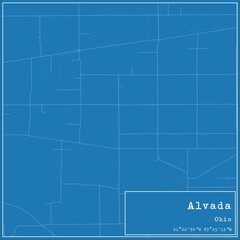 Blueprint US city map of Alvada, Ohio.