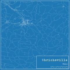 Blueprint US city map of Uhrichsville, Ohio.