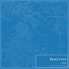 Fototapeta premium Blueprint US city map of Hamilton, Ohio.