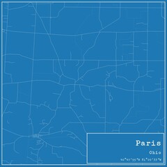 Blueprint US city map of Paris, Ohio.