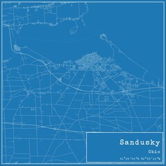 Blueprint US city map of Sandusky, Ohio. - obrazy, fototapety, plakaty