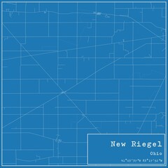 Blueprint US city map of New Riegel, Ohio.