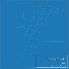 Blueprint US city map of Chatfield, Ohio.